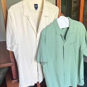 GAP Casual Button Down Shirts in Cream and Green
